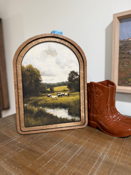 Arch Top Green Pasture Framed Art : 8.25x11"