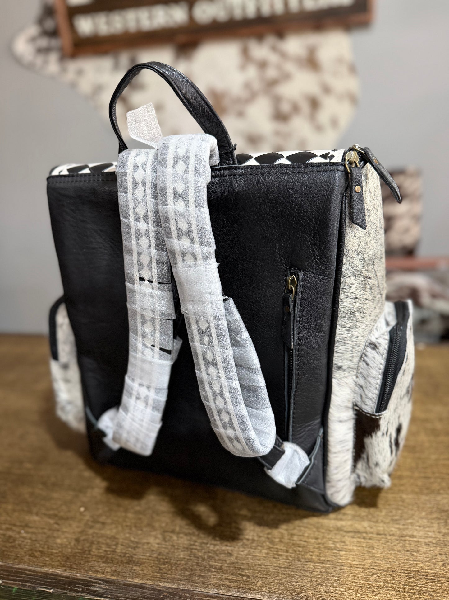 Checkered Mama Cowhide Backpack