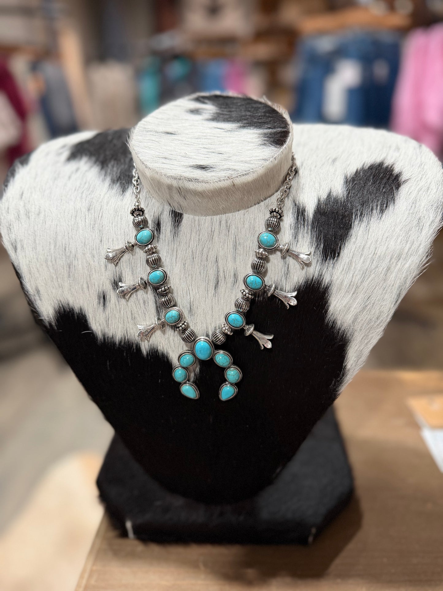 Faux Turquoise Necklace and Earring Set