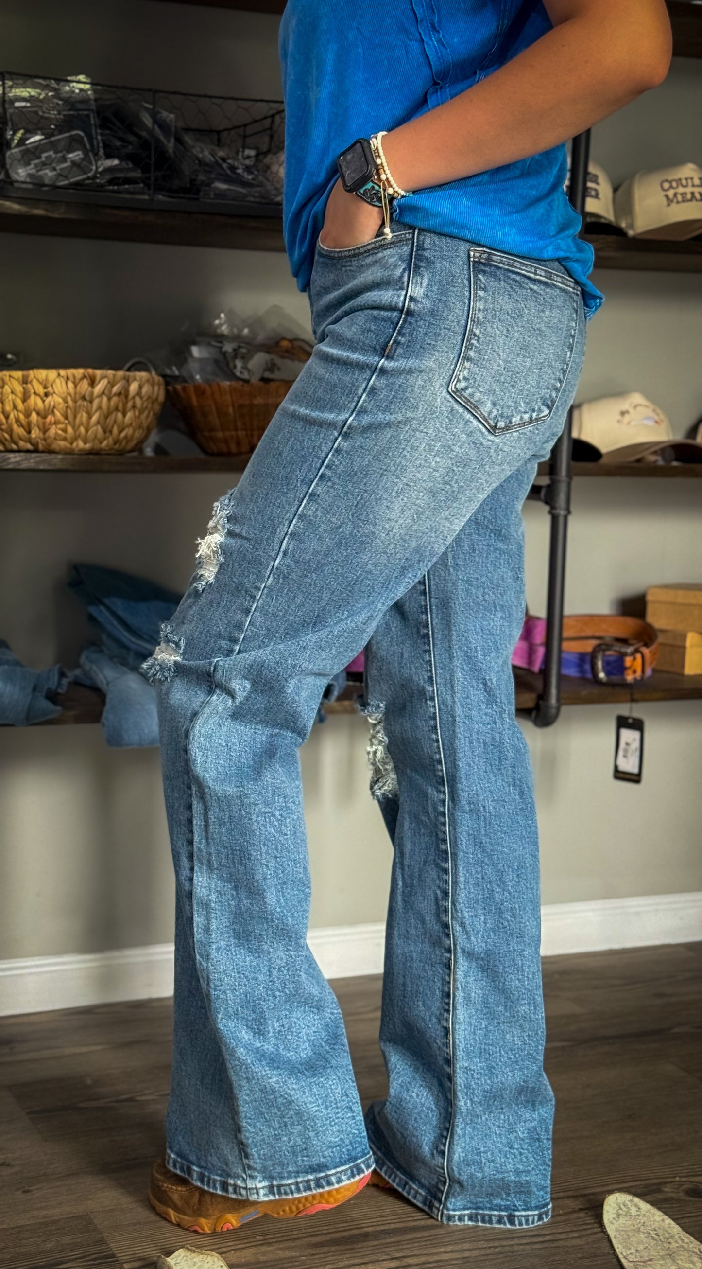 Tall Distressed Flares