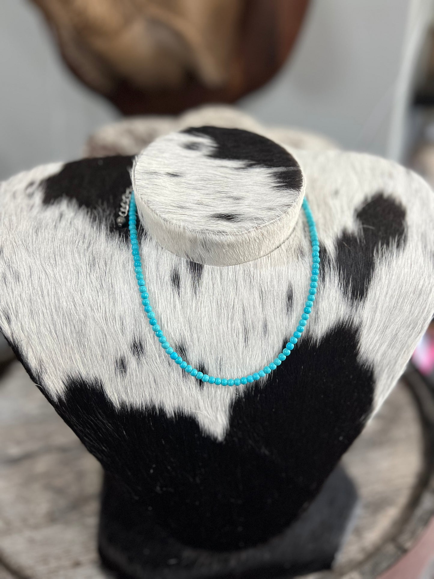 Turquoise Beaded 16” 4MM Faux Necklace