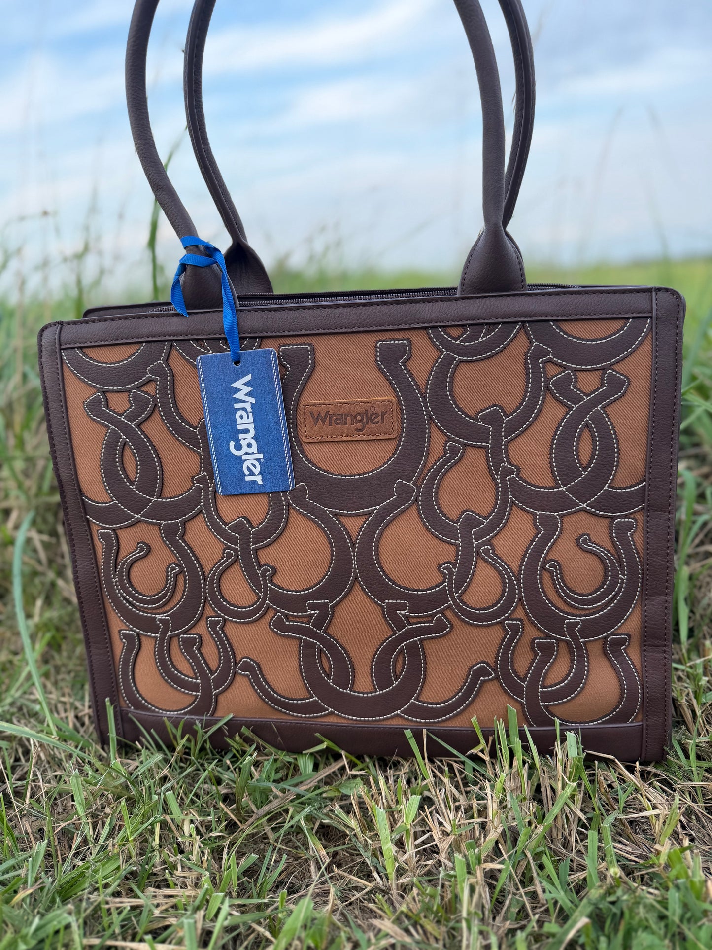 Wrangler Horseshoe Cutout Tote - Coffee