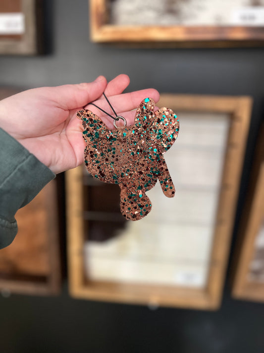 Glitter Saddle Freshie- Mahogany Coconut