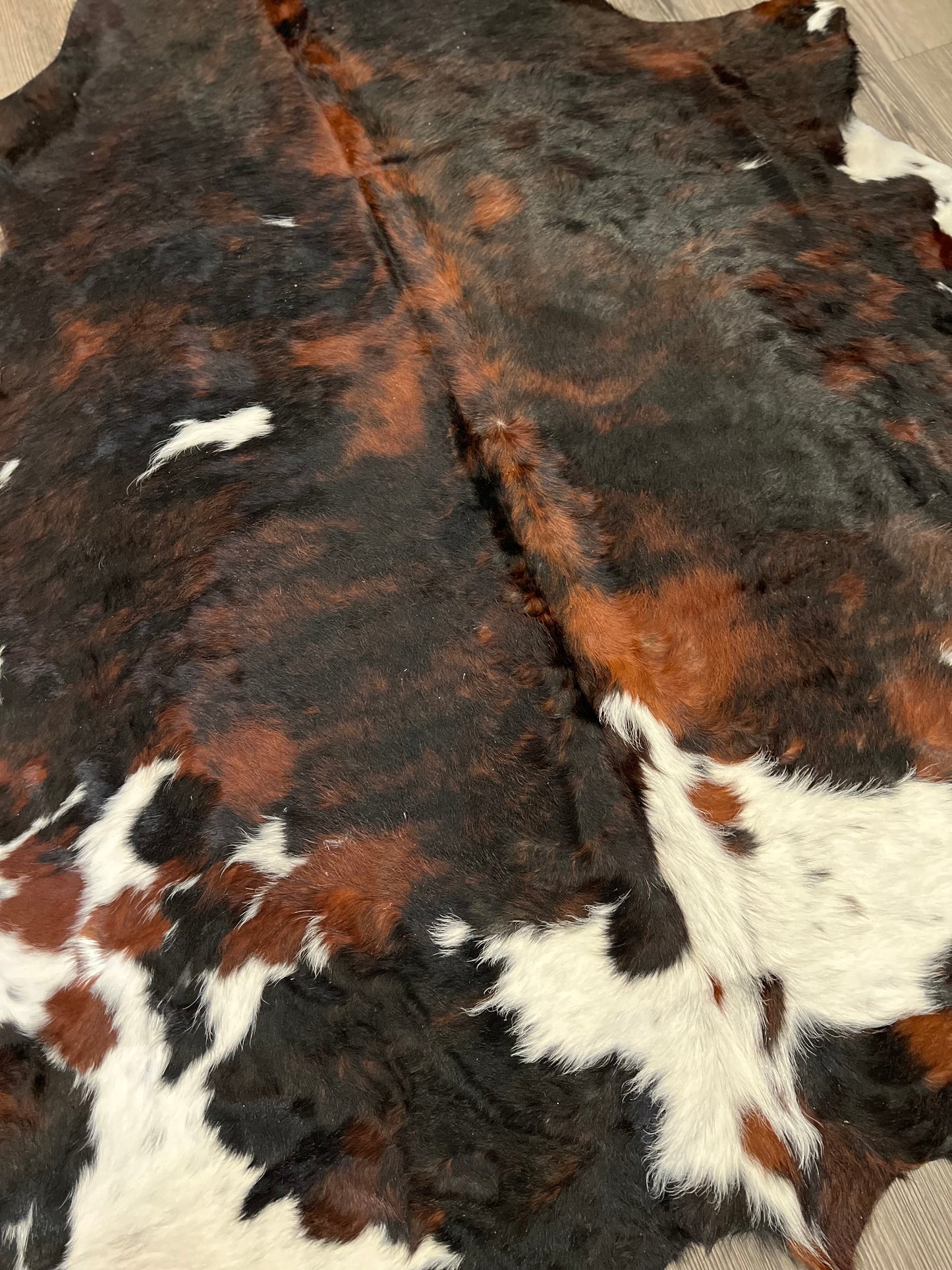 Dark Tri-Color Brindle Cowhide Rug