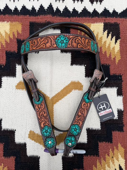 Turquoise Concho Flower Headstall