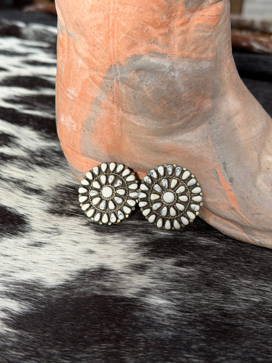 Large Statement White Buffalo Cluster Studs