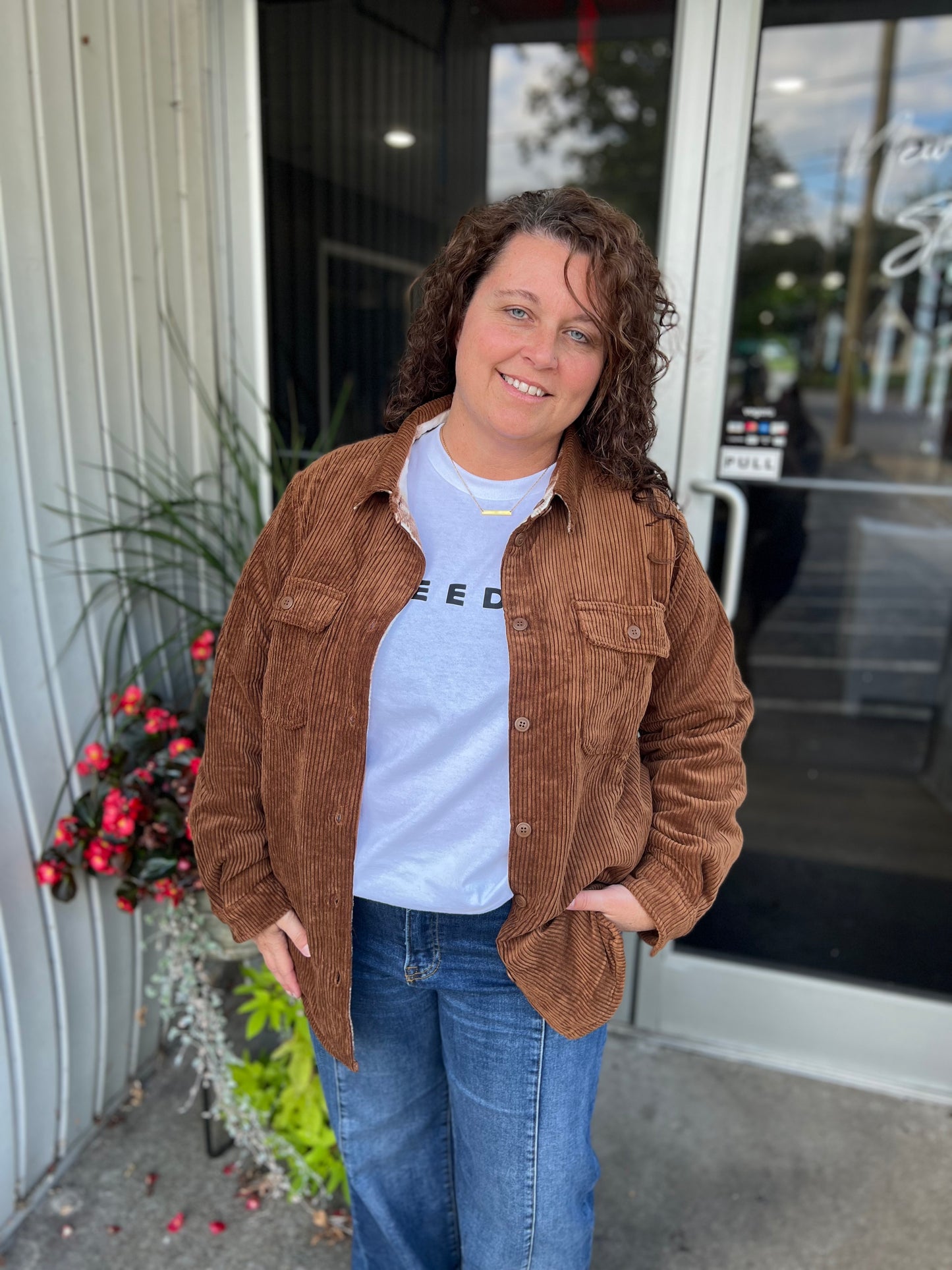 Camel Corduroy Reversible Plaid Shacket