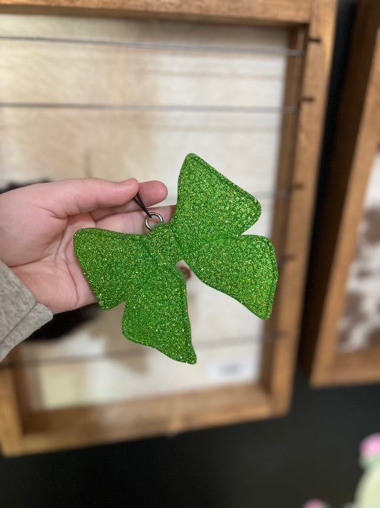 Green Glitter Bow Freshie- Cocoa Butter