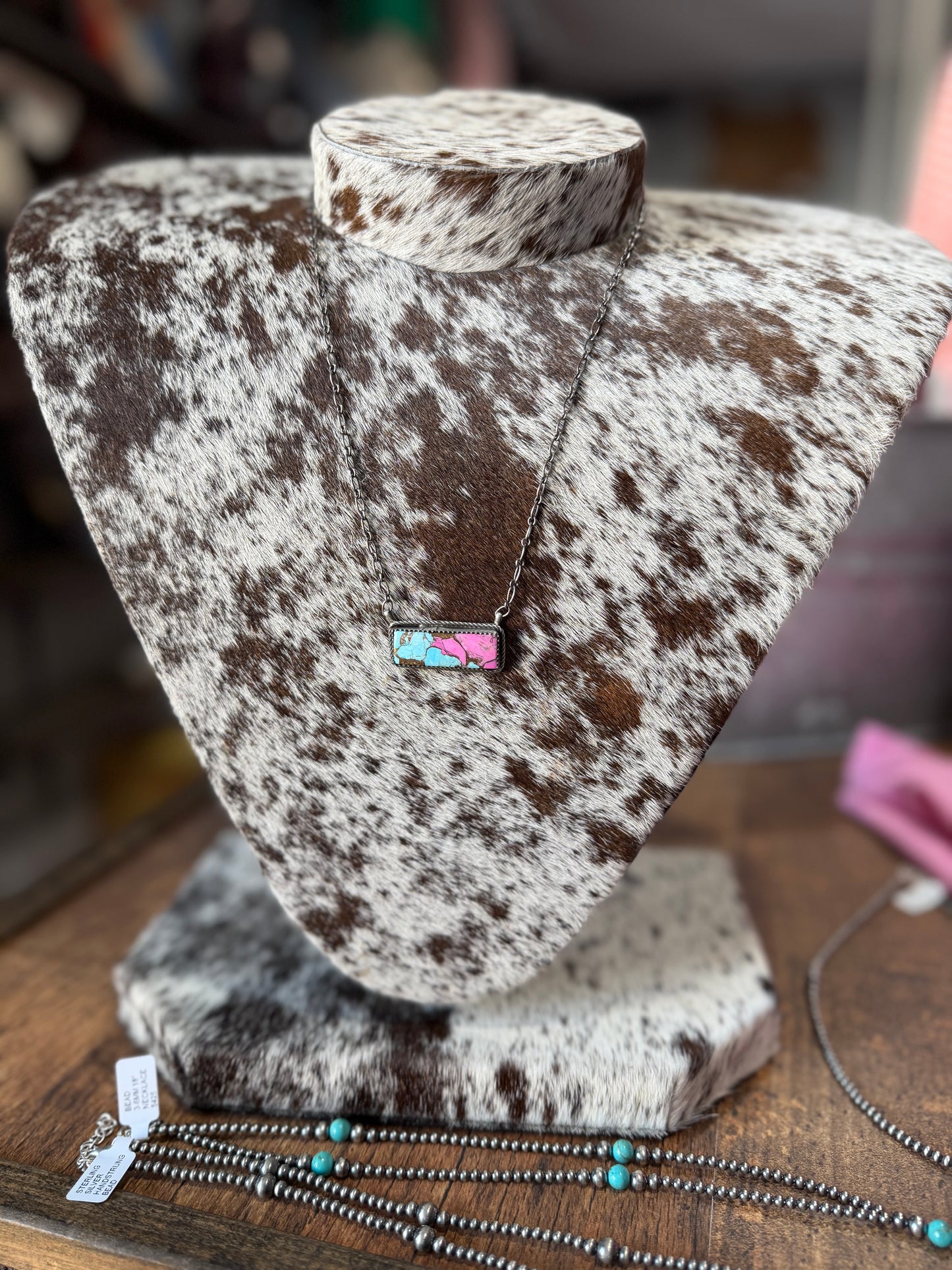 Cotton Candy Turquoise Bar Necklace