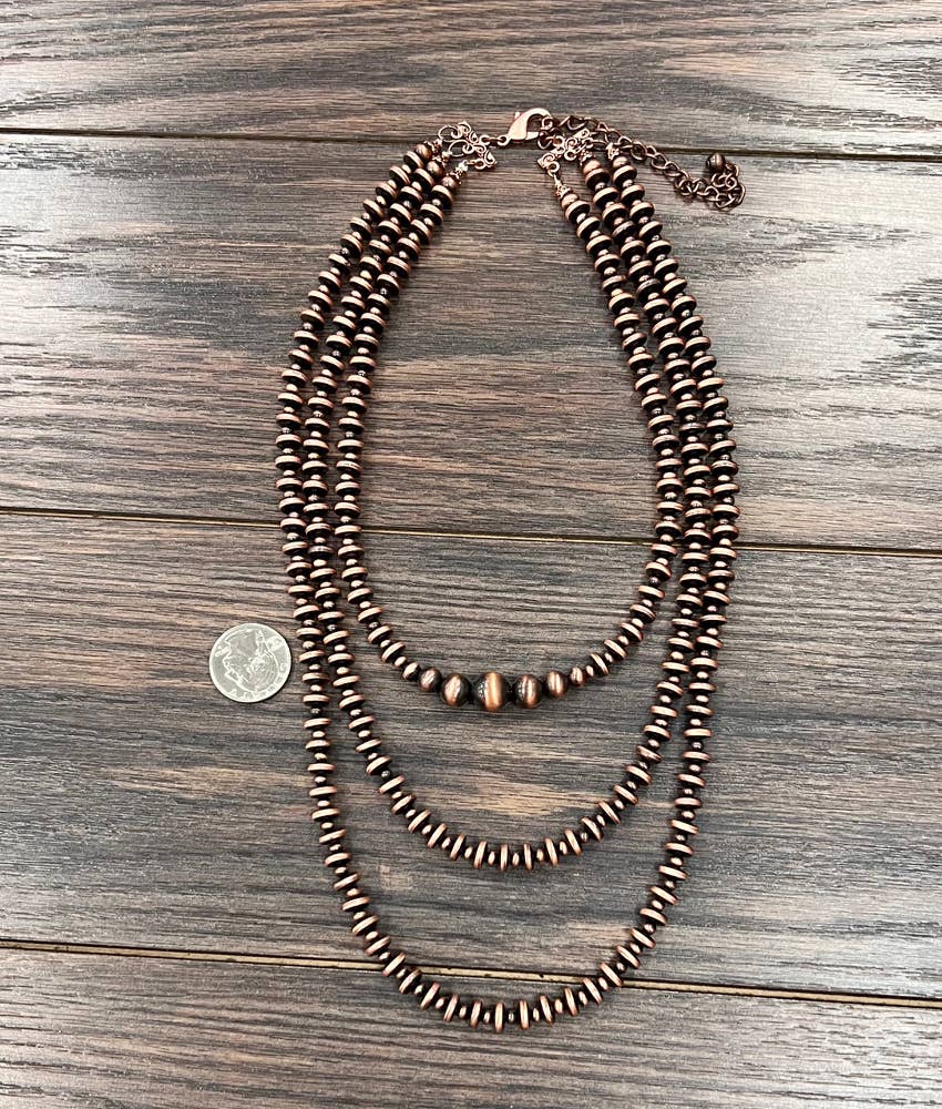 24" Copper Pearl Faux Bead Necklace