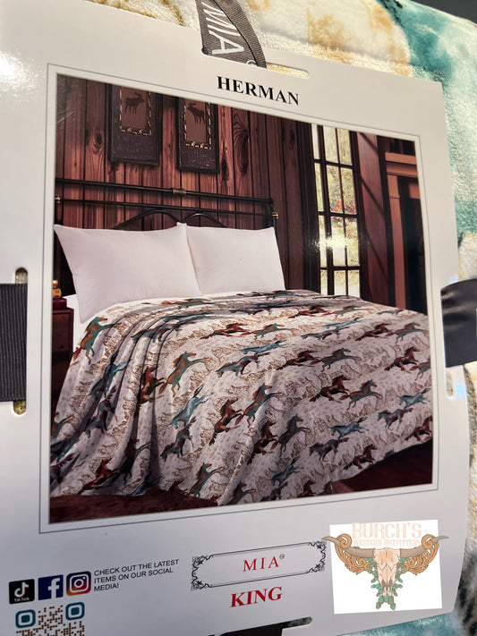 Big Lexington Horses King Size Blanket