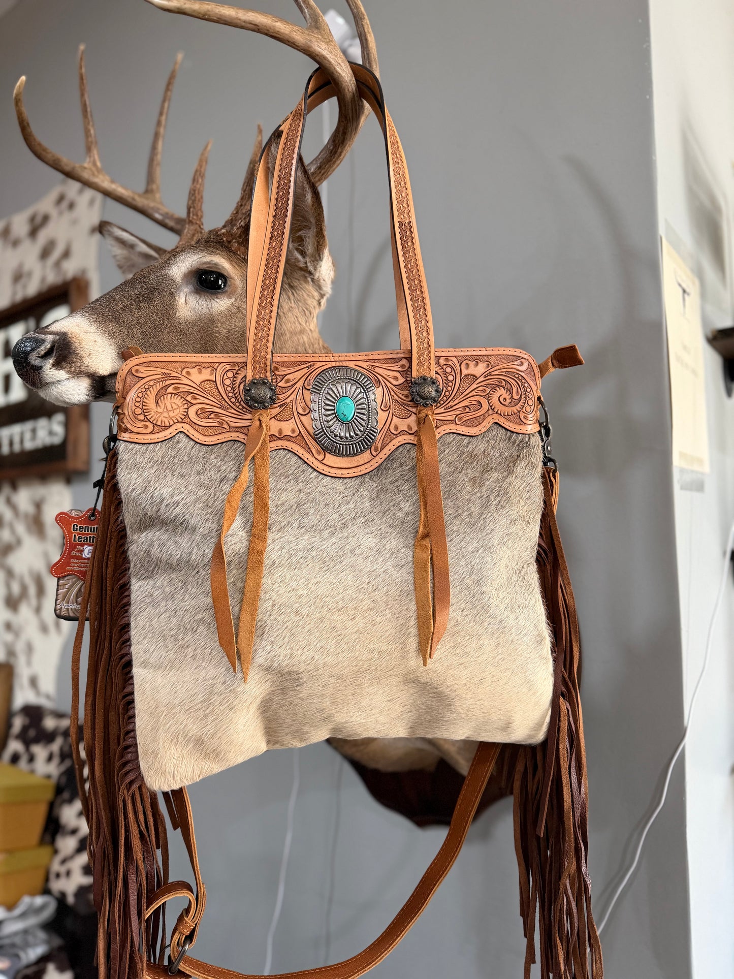 Cloud Grey Large Cowhide Crossbody