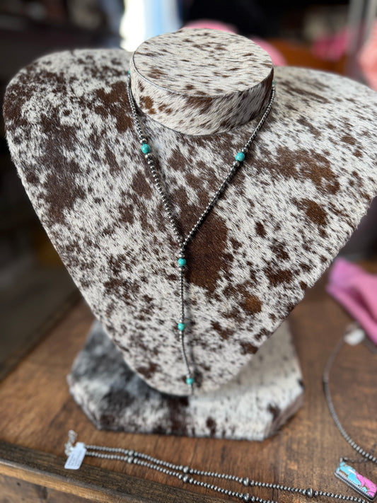18” Sterling Silver Turquoise Lariat