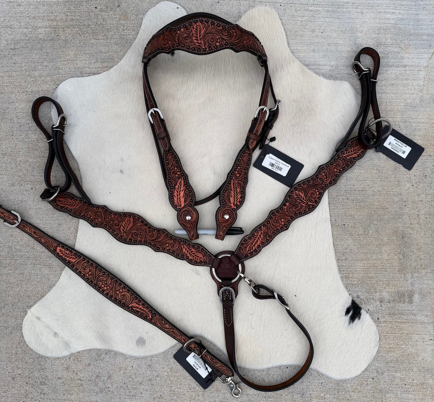 Copper Feather Tack Set