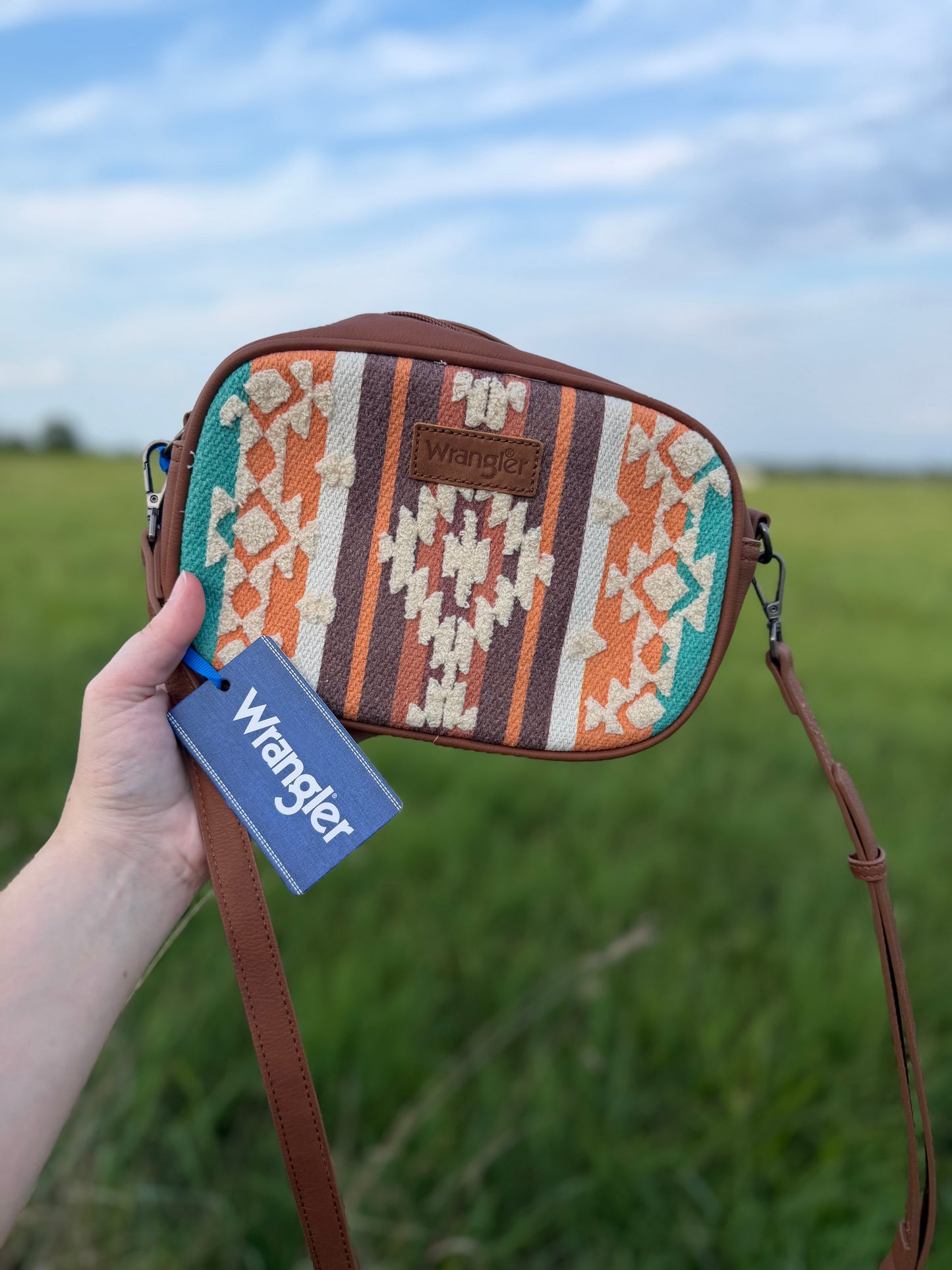 Wrangler Sherpa Aztec Crossbody - Brown