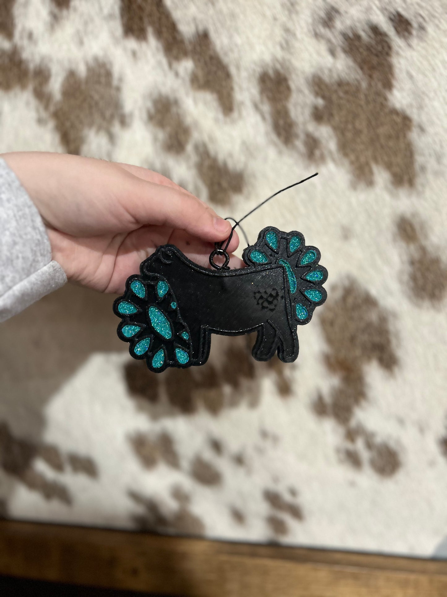 Turquoise Black Cow Freshie- Candy Land