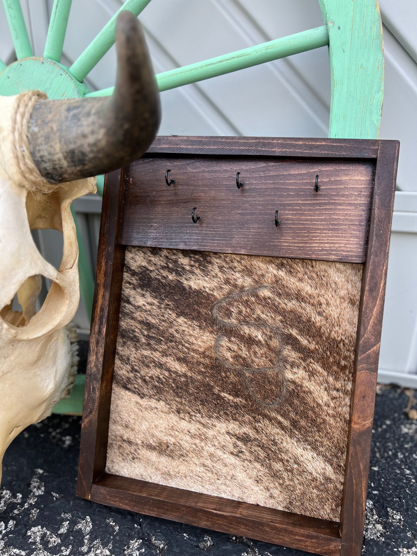 Branded Brindled Bandit Cowhide Necklace/ Jewelry Holder