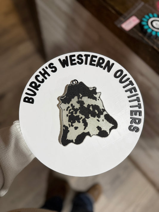 Cowhide Black Rug Freshie Scent: Blueberry Cheesecake