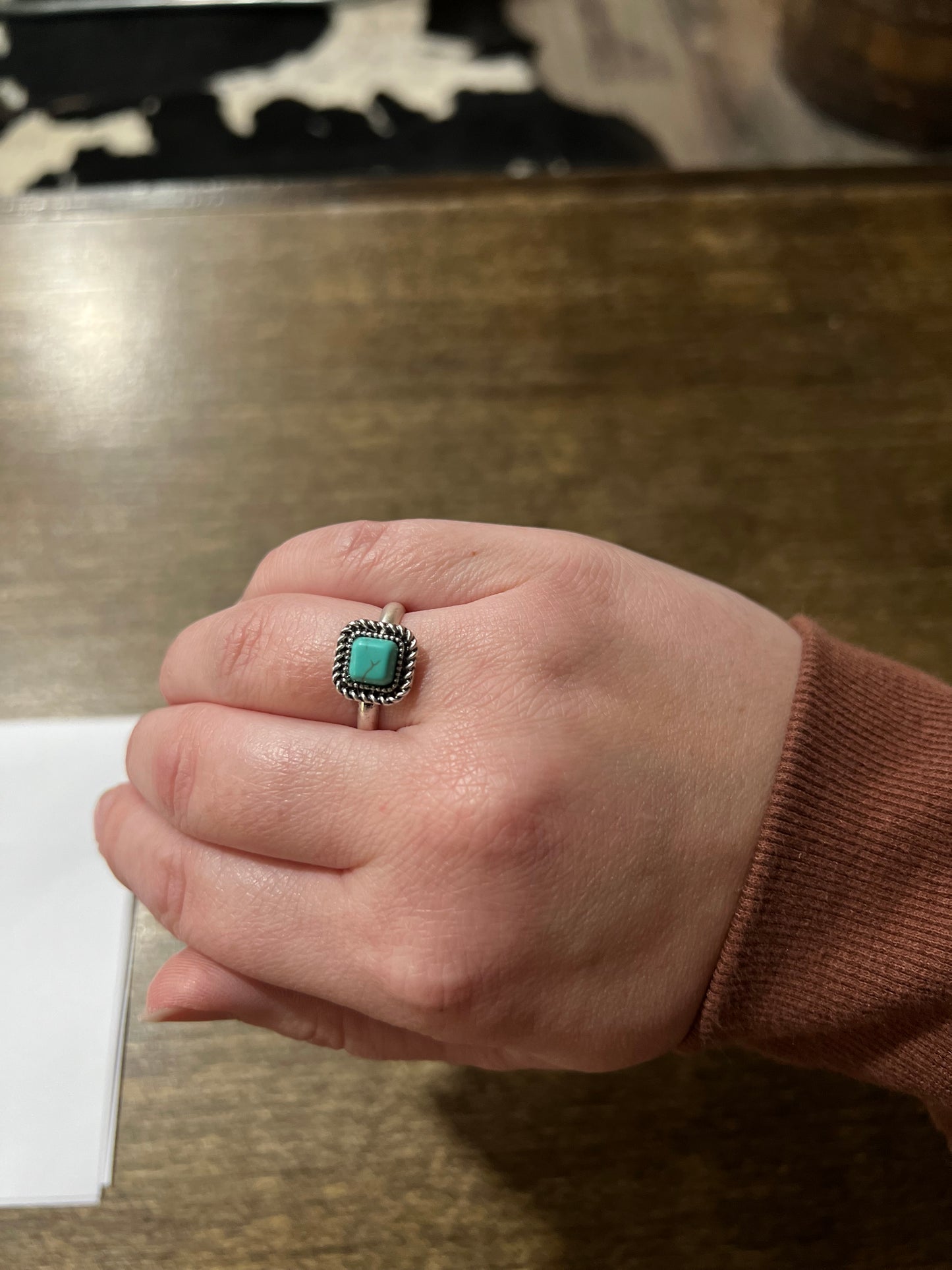 Small Turquoise Adjustable Faux Ring