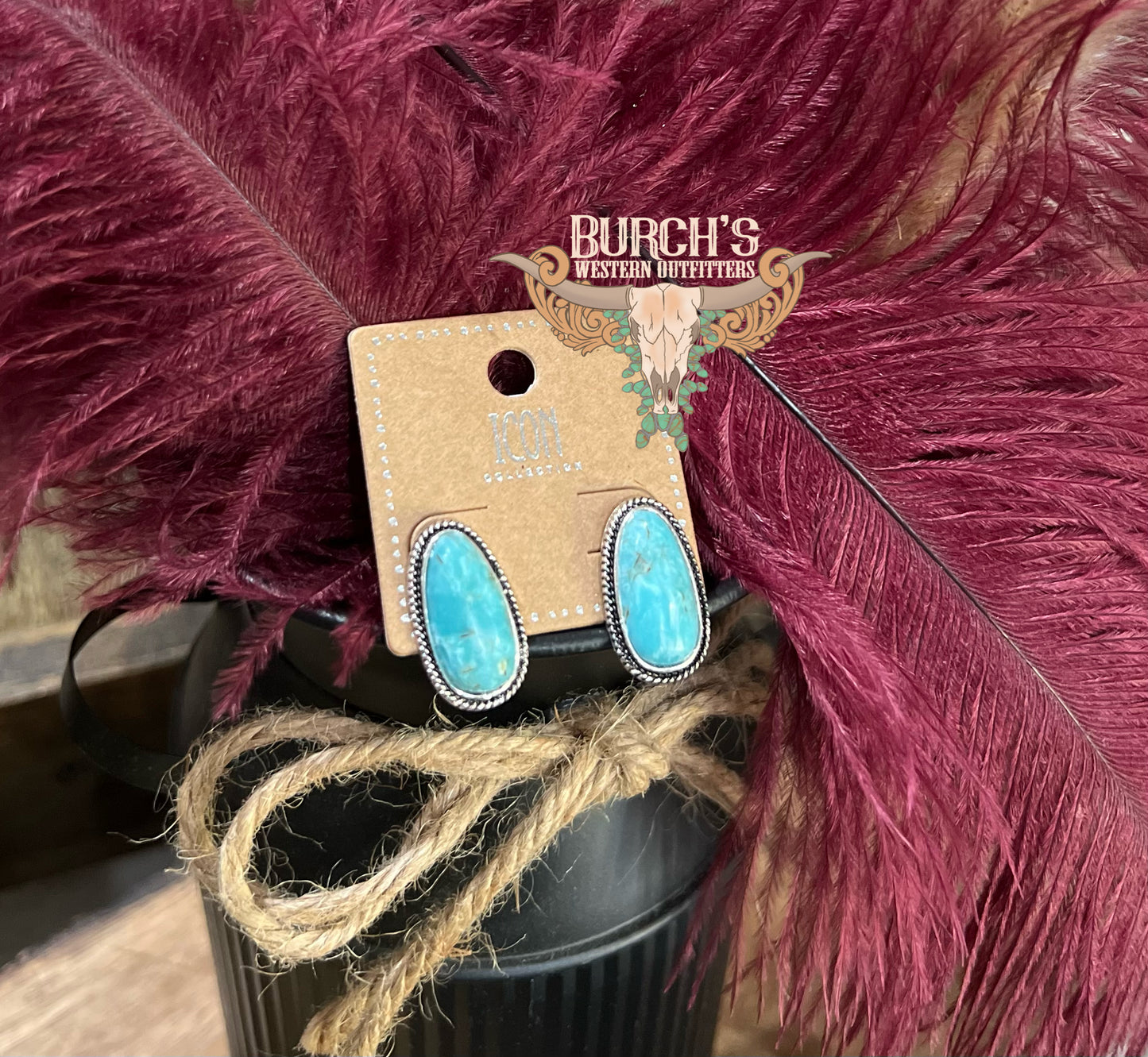 Faux Oval Turquoise Studs