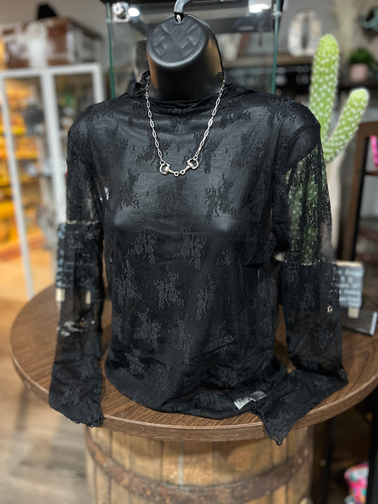 Black Mesh Layering Top