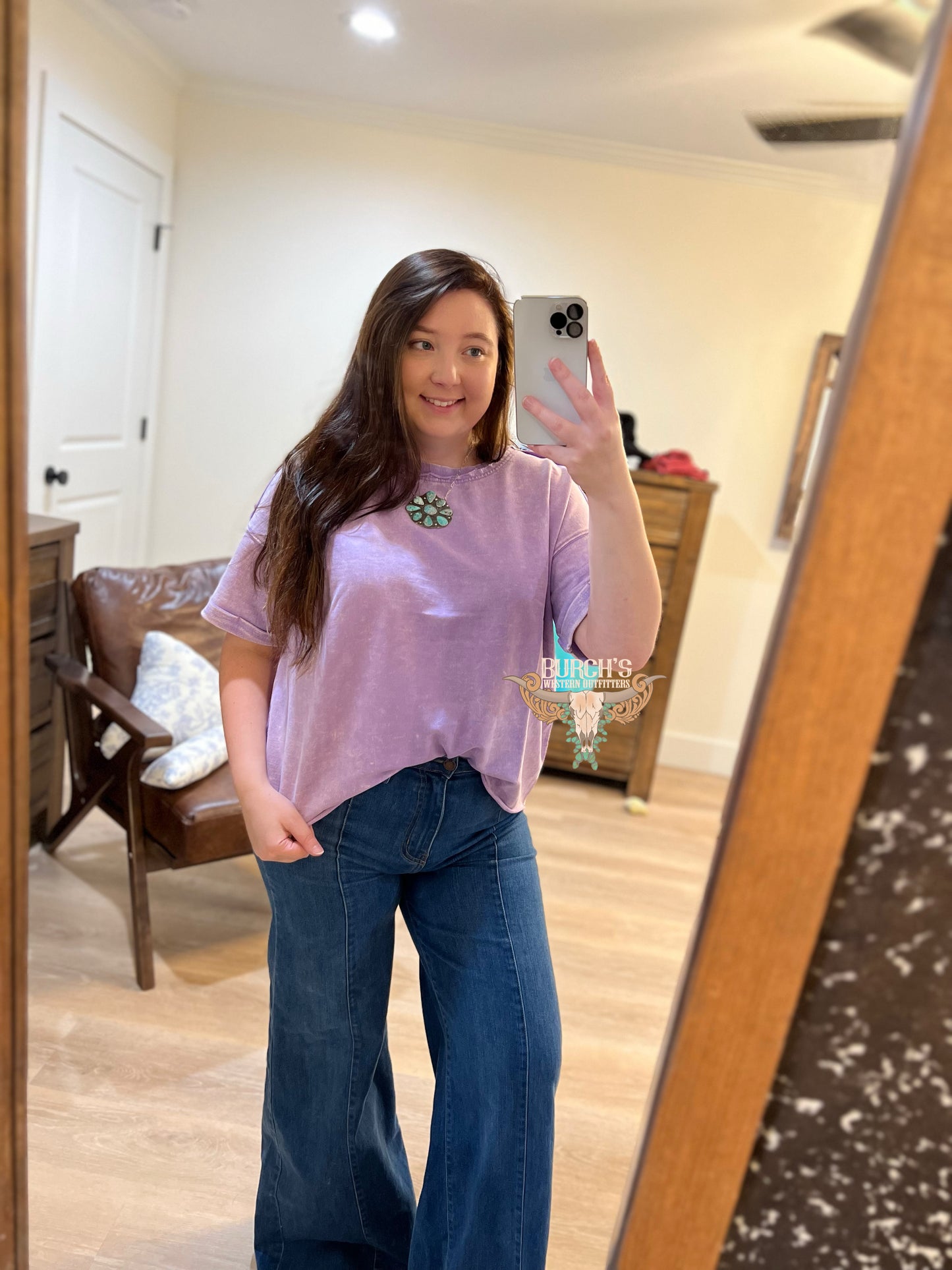 French Terry Mineral Wash Lavender Top