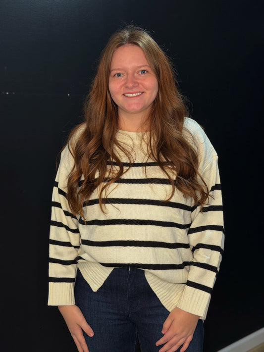 Ivory Stripe Sweater Top