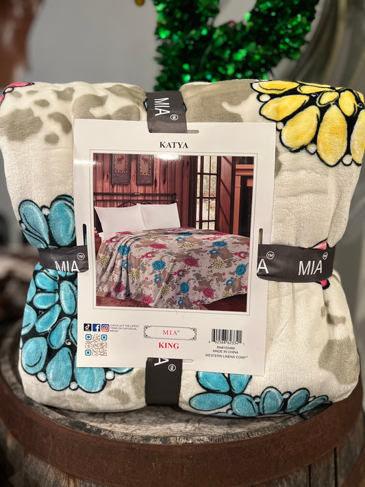 Concho Cow Print King Size Blanket