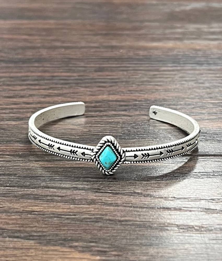 Faux Diamond Turquoise Cuff Bracelet