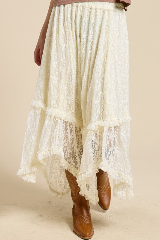 Cream Lace Maxi Skirt