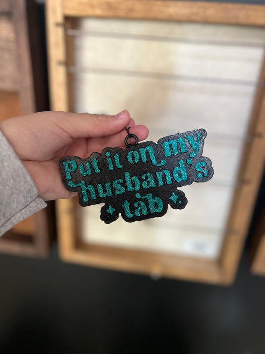 Turquoise Put It On My Husbands Tab Freshie- Vanilla Bean