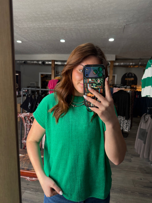 Kelly Green Soft Short Sleeve Sweater