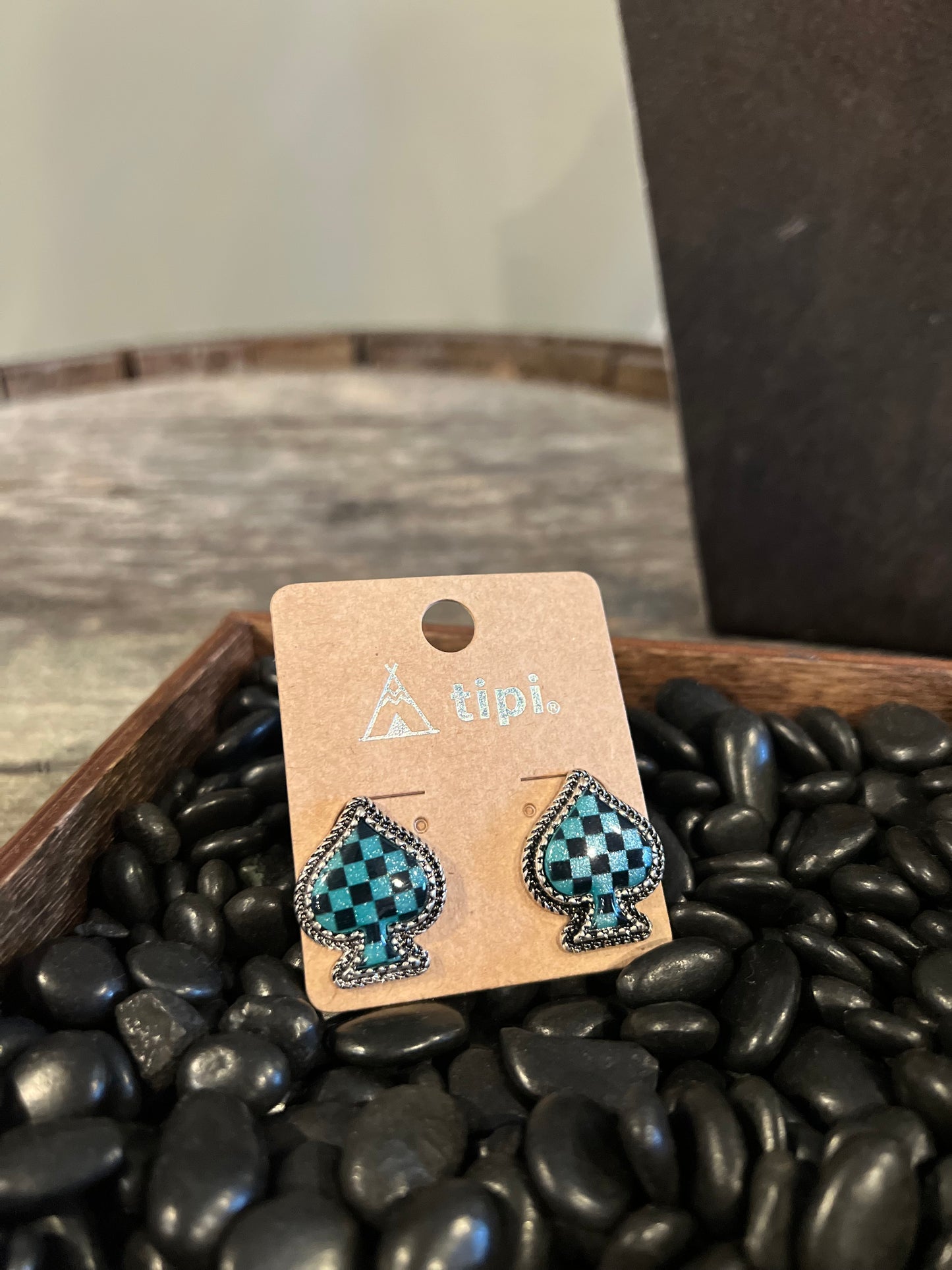 Spade Faux Turquoise Studs