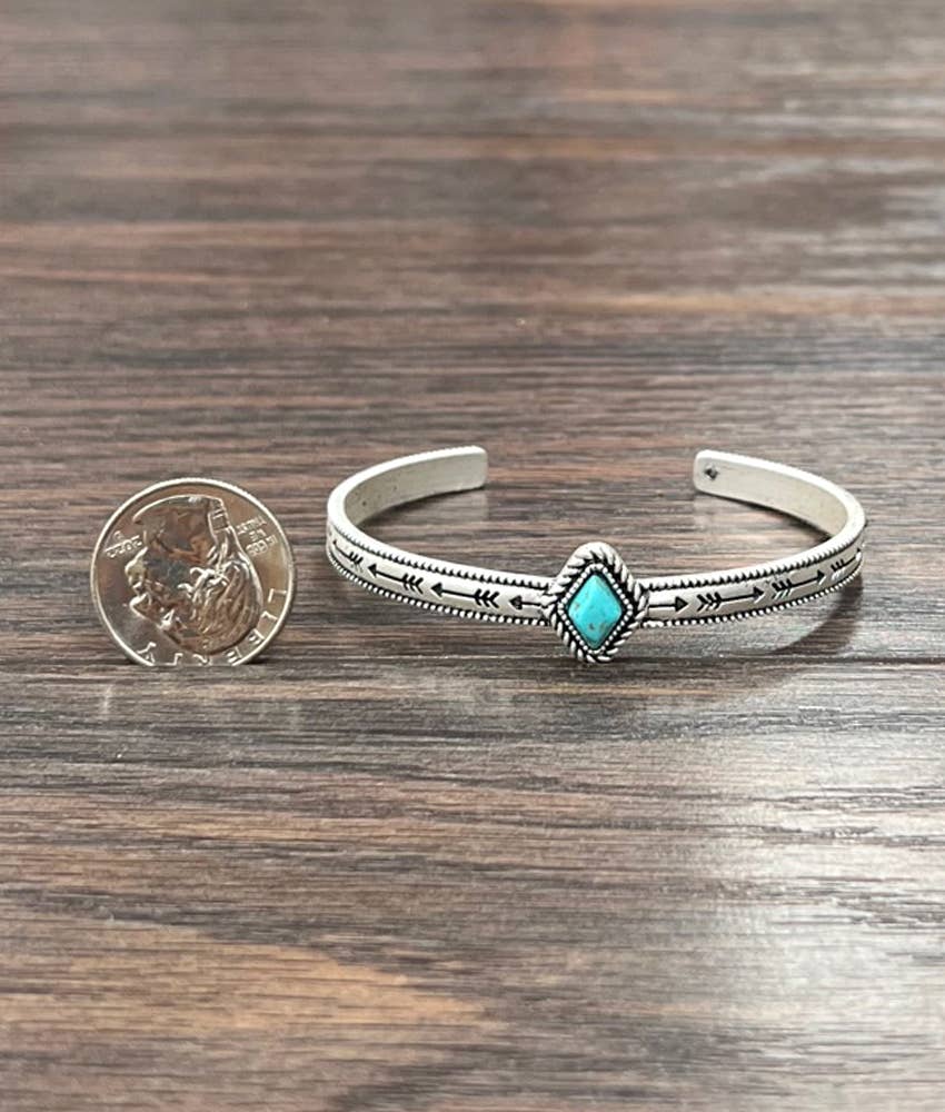 Faux Diamond Turquoise Cuff Bracelet