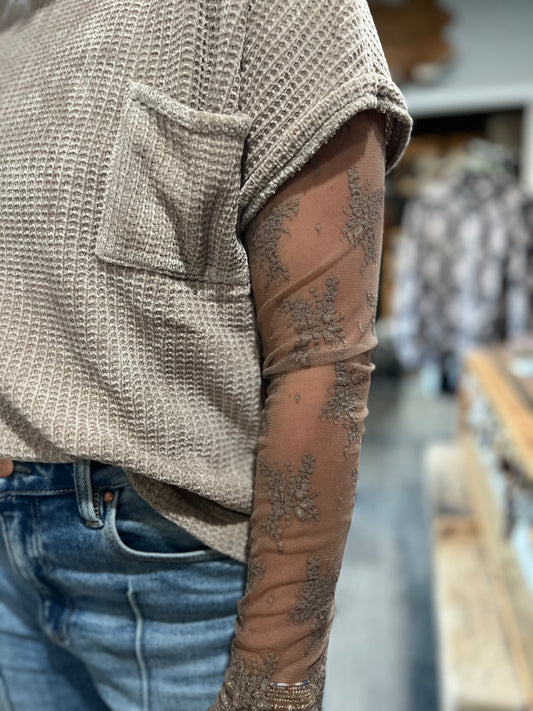 Cocoa Lace Mesh Layering Top