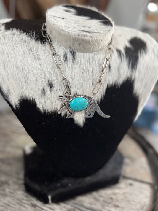 Armadillo Necklace + Earrings