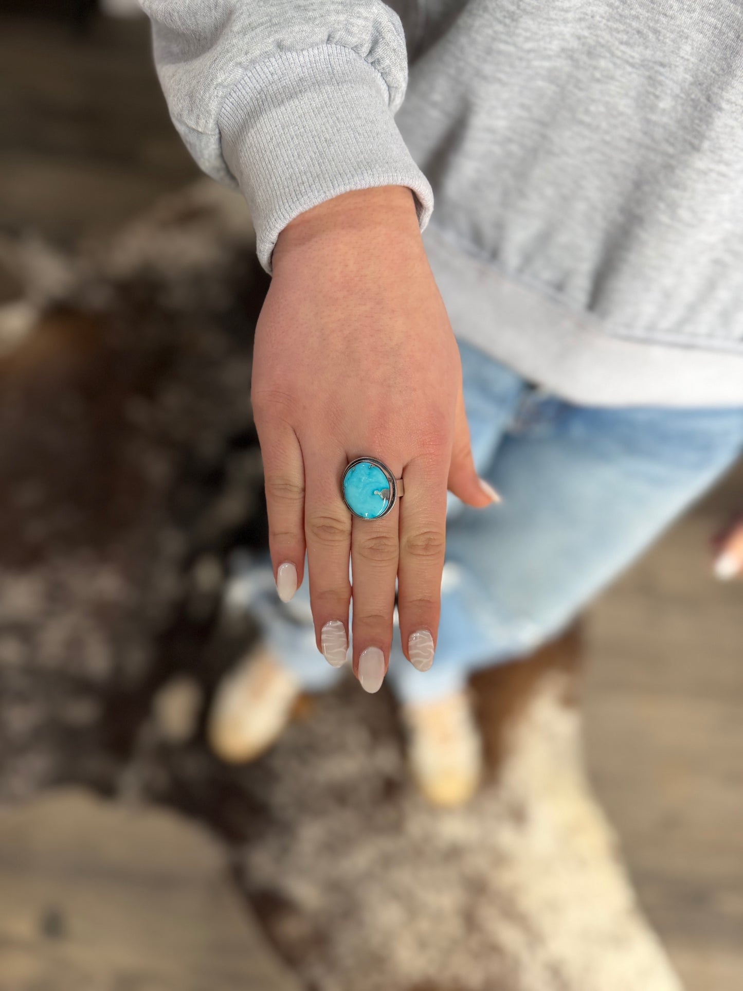 Kingman Adjustable Turquoise Ring