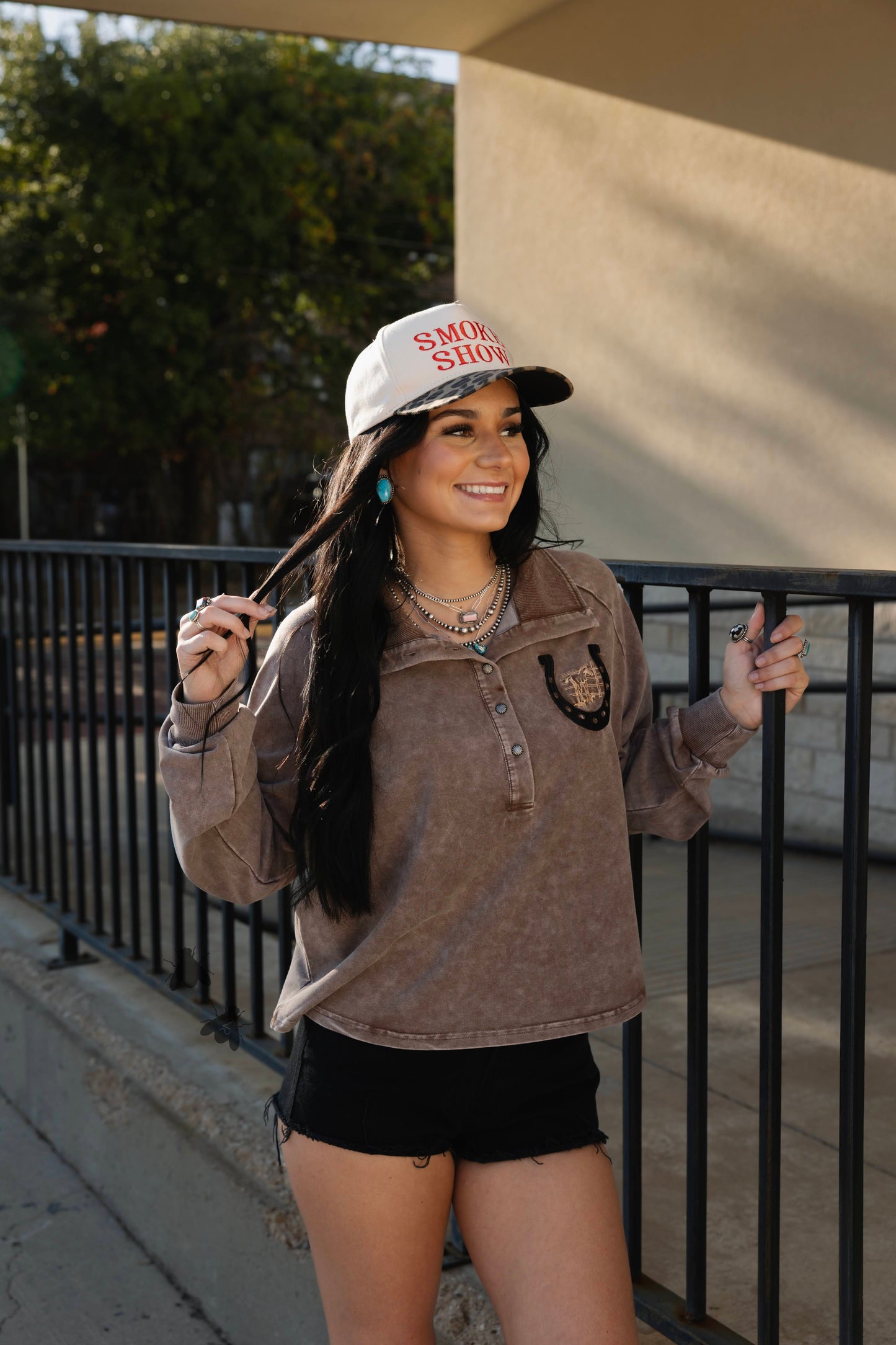 Rowel ‘Em Up Chocolate Embroidered Pullover