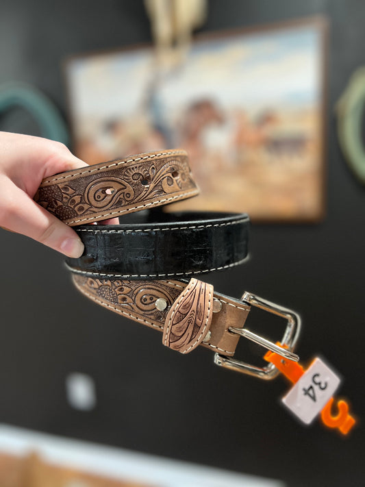 Black Tooled Belt