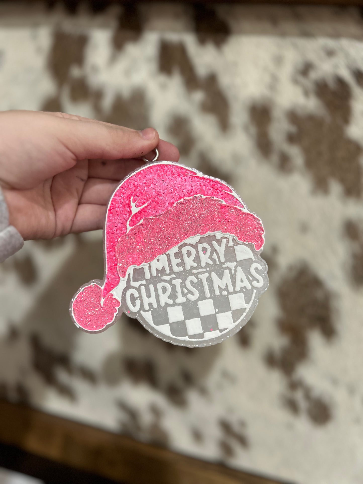 Pink and Checkered Merry Christmas Freshie- Winter Candy