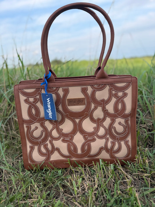 Wrangler Horseshoe Cutout Tote - Brown
