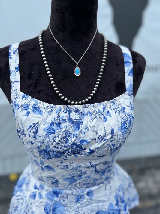 The SJ Blue Floral Tiered Maxi Dress