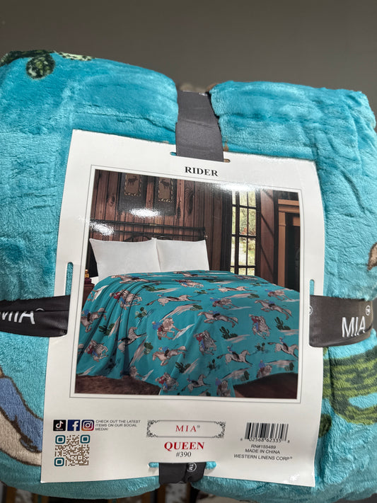 Buckin Blues Queen Blanket