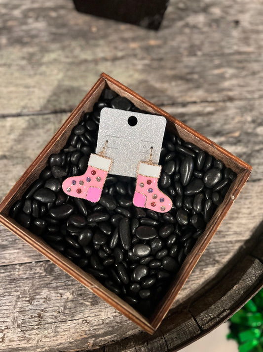 Pink Stocking Earrings