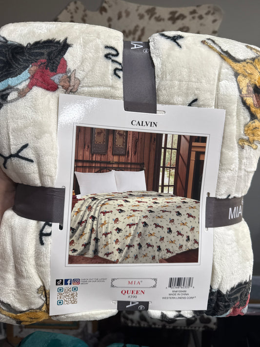 Vintage Cowboy Queen Blanket