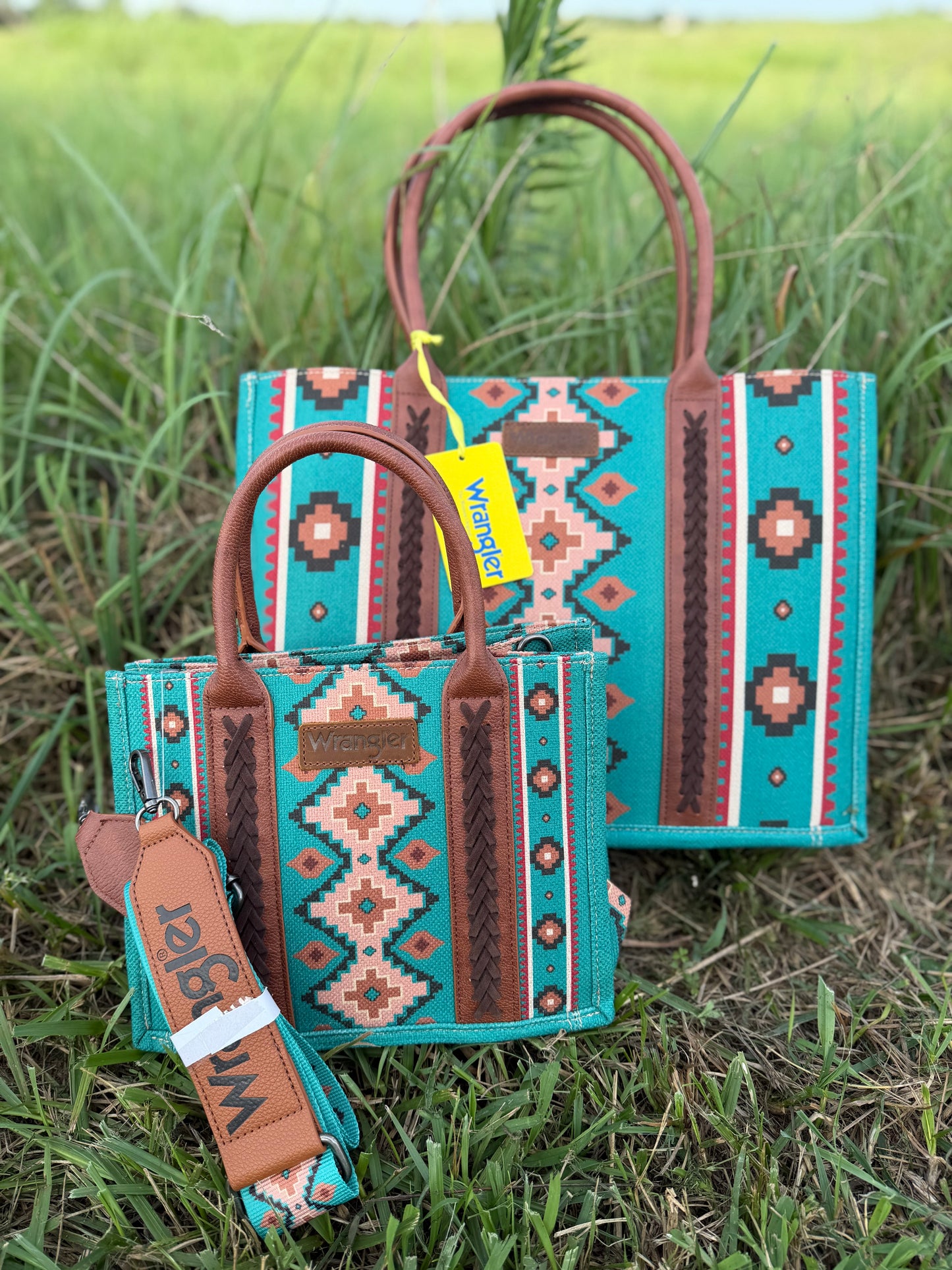 Wrangler Southwestern Large Tote & Crossbody 2PC - Turquoise