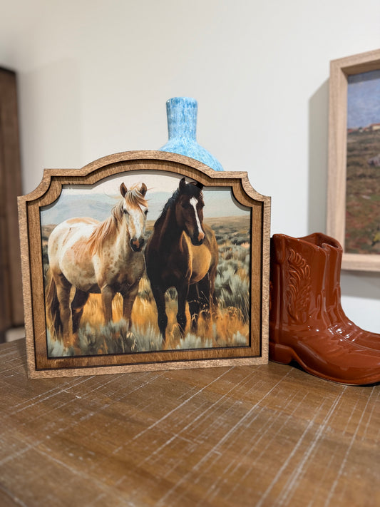 Provincial Two Horses Framed Art