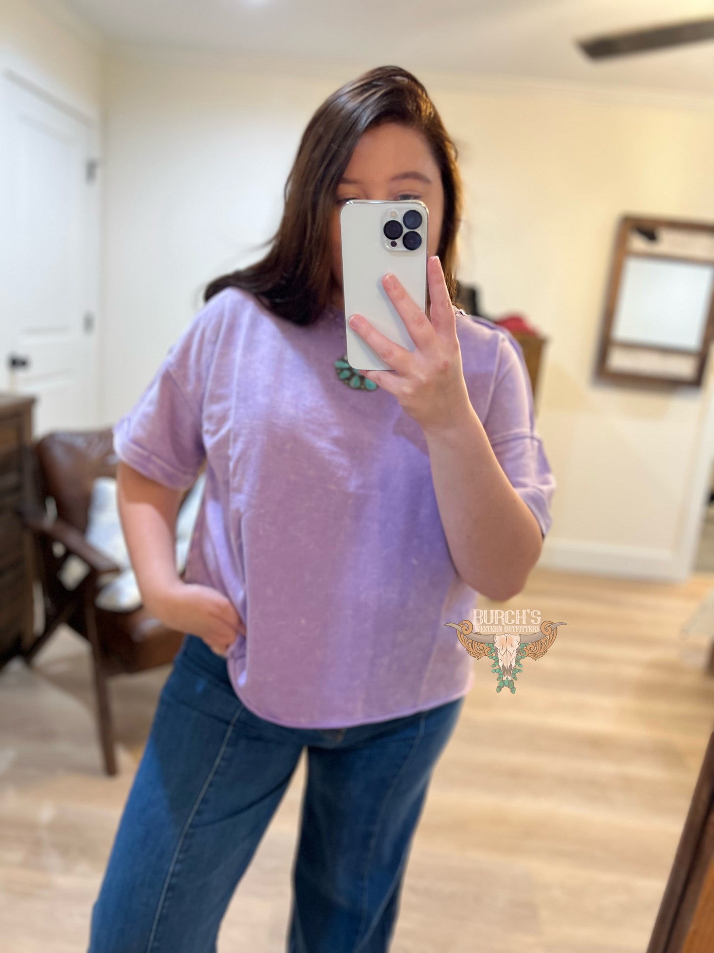French Terry Mineral Wash Lavender Top