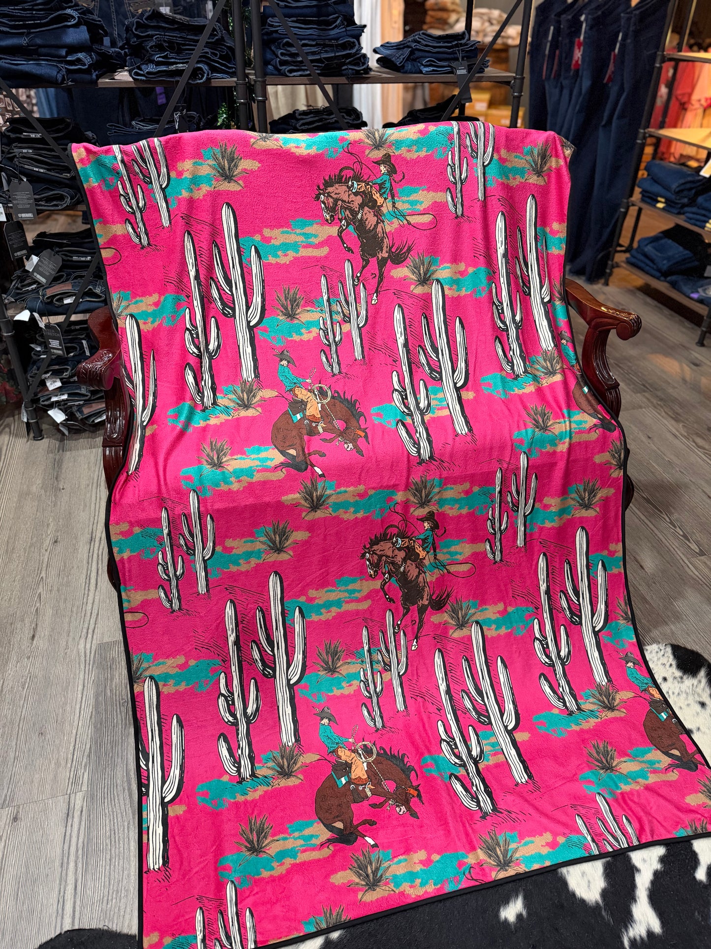 Pink Bronco Rodeo Reversible Blanket