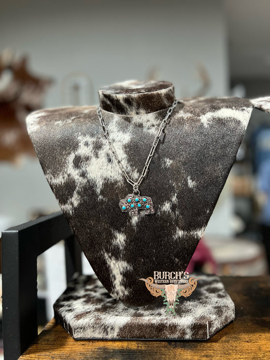 Turquoise Buffalo Faux Necklace